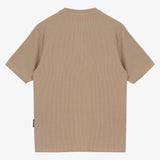 WAFFLE KNIT T-SHIRT WITH BEIGE BUTTONS