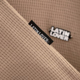 WAFFLE KNIT T-SHIRT WITH BEIGE BUTTONS