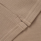 WAFFLE KNIT T-SHIRT WITH BEIGE BUTTONS