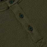 WAFFLE KNIT T-SHIRT WITH GREEN BUTTONS