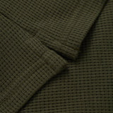 WAFFLE KNIT T-SHIRT WITH GREEN BUTTONS